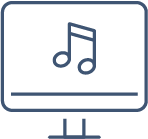 An illustration of a computer screen with a music note symbol, representing digital music.